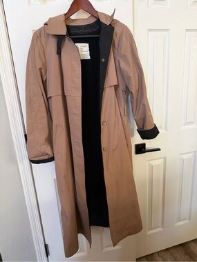 Vintage London Fog Taupe Trench Coat with Black Trim